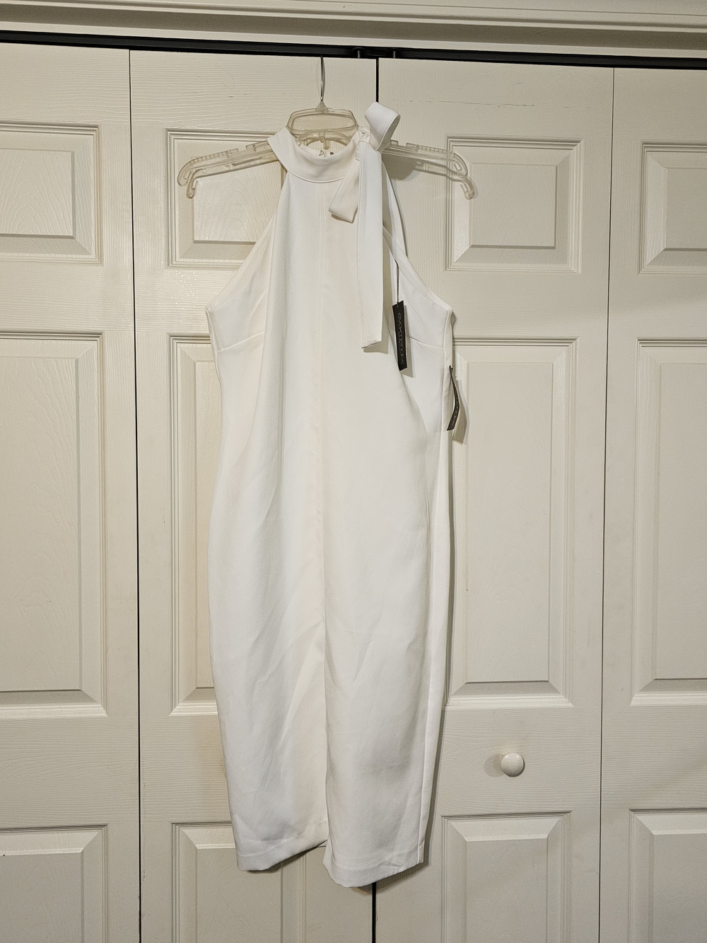 eva mendes for New York & Company One-Shoulder White Midi Dress